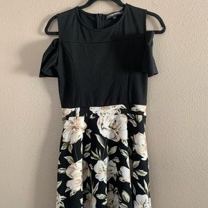 Black and white floral dress with shoulder cut outs